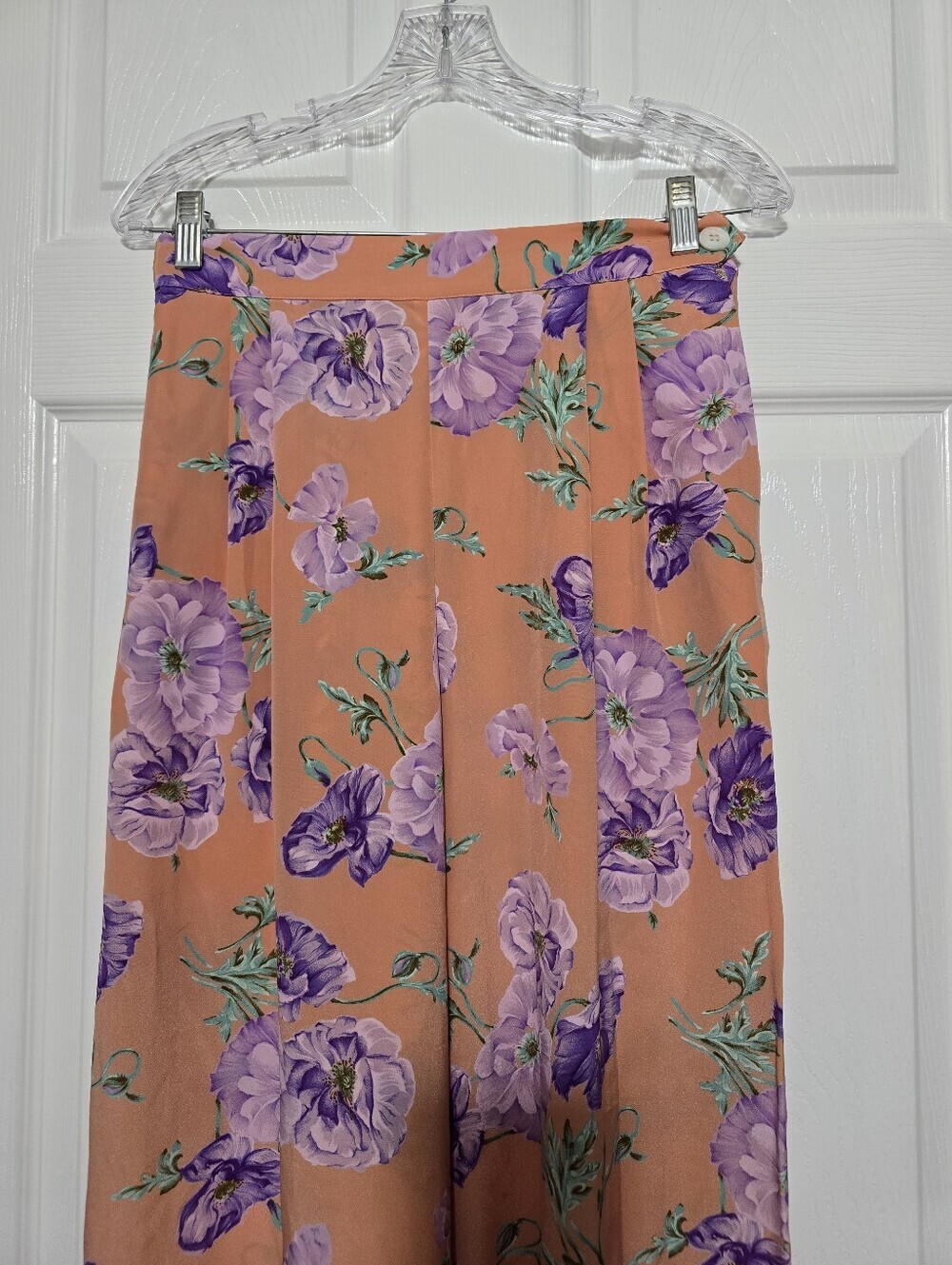 Ralph Lauren Made In Italy Floral Peach Wide-Leg Size 8 - Picture 3 of 8